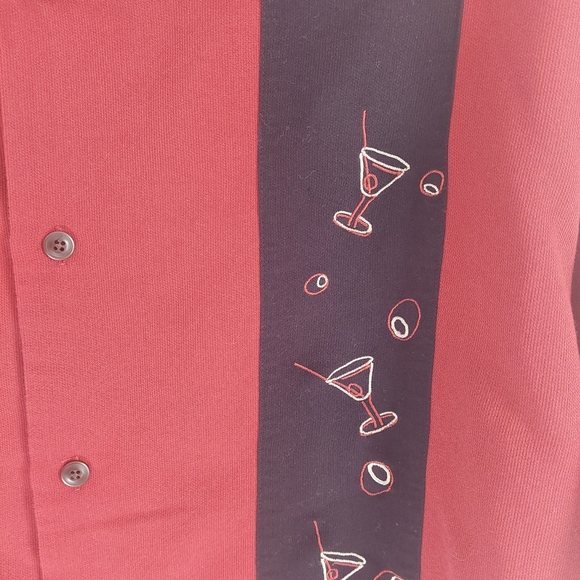 Paradise Collection L collared button down red shirt short sleeve - Picture 4 of 7